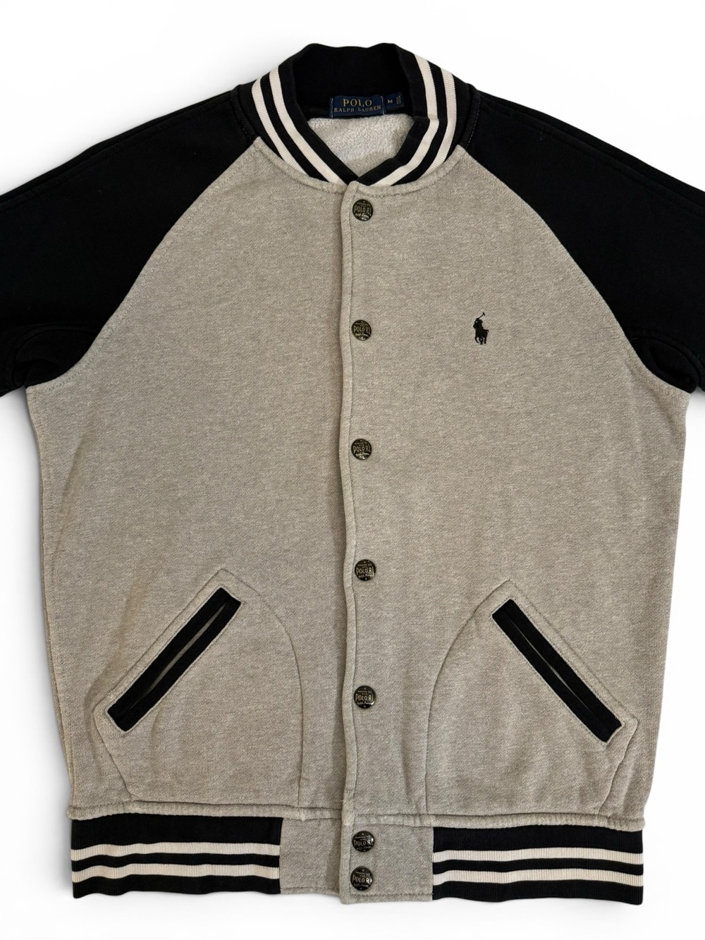 Polo Ralph Lauren Gray Black Bomber Jacket Men’s Medium